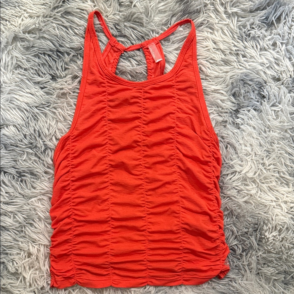 Free People Red Ruched Racerback Tank Top